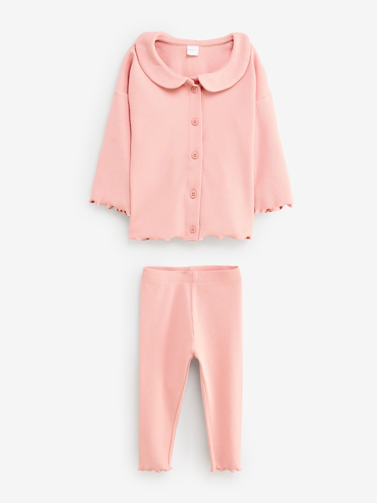 Pink Ribbed Set 2 Piece - Image 1 of 1