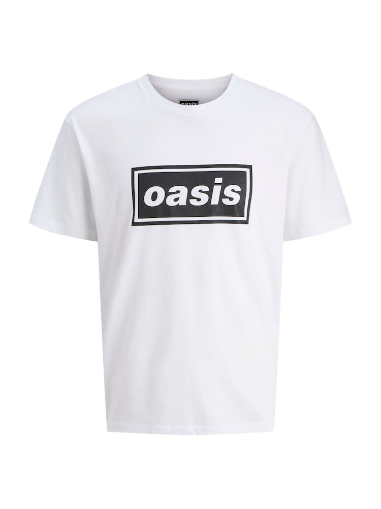 JACK & JONES White Oasis Graphic Print 100% Cotton T-Shirt - Image 1 of 1