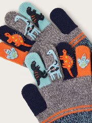 Monsoon Grey Dinosaur Knit Gloves - Image 3 of 3
