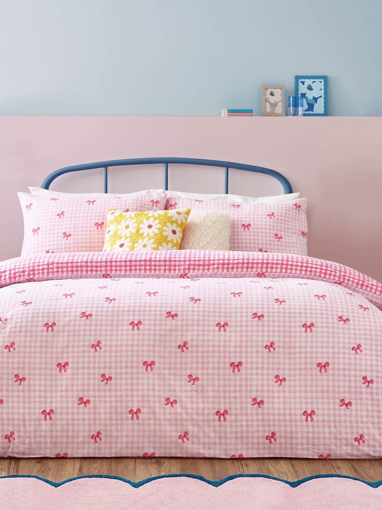 heya home Pink Gingham Bows Duvet Set - Image 1 of 3