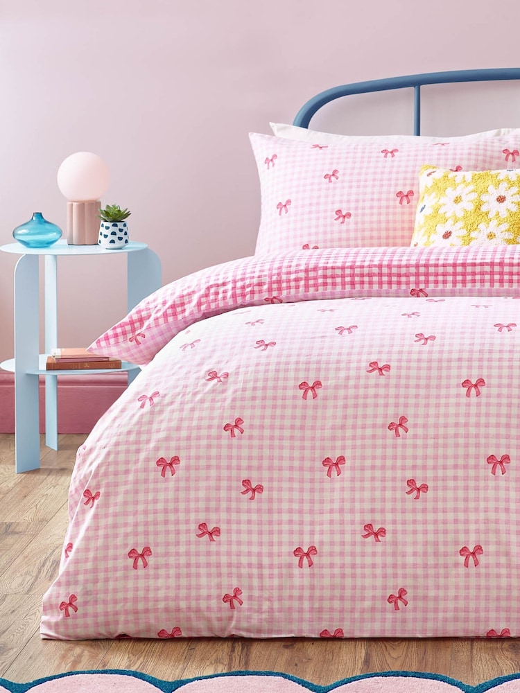 heya home Pink Gingham Bows Duvet Set - Image 2 of 3