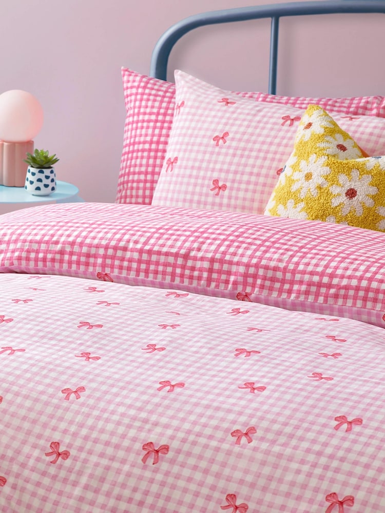 heya home Pink Gingham Bows Duvet Set - Image 3 of 3