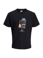 JACK & JONES Black 100% Cotton OASIS Guitar T-Shirt - Image 1 of 1