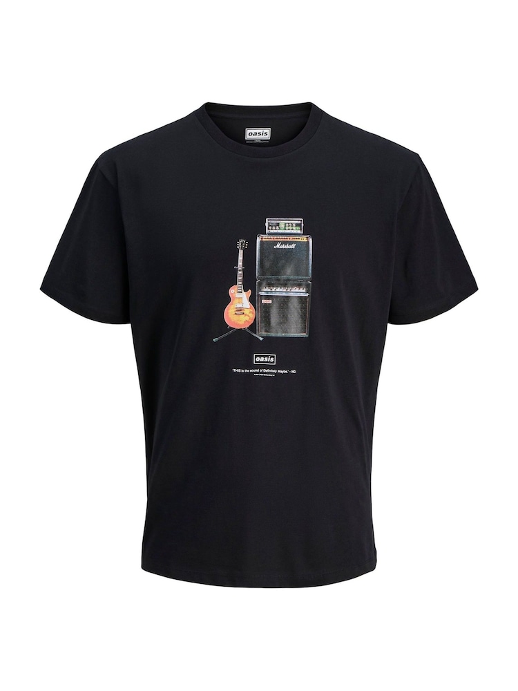 JACK & JONES Black 100% Cotton OASIS Guitar T-Shirt - Image 1 of 1