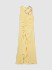 Reiss Yellow Elizabeth Atelier Embellished Shoulder Maxi Dress - Image 2 of 5