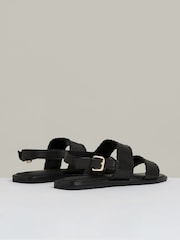 Reiss Black Mila Leather Whipstitch-Trim Sandals - Image 4 of 5