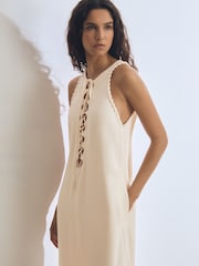 Reiss Cream Athene Atelier Satin Crepe Cut-Out Maxi Dress - Image 3 of 6