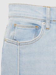 Reiss Light Blue Heather Stretch-Cotton Wide-Leg Jeans - Image 6 of 6
