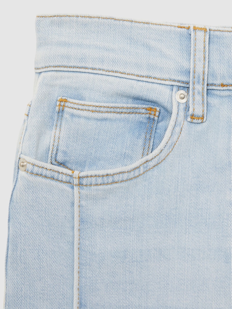 Reiss Light Blue Heather Stretch-Cotton Wide-Leg Jeans - Image 6 of 6