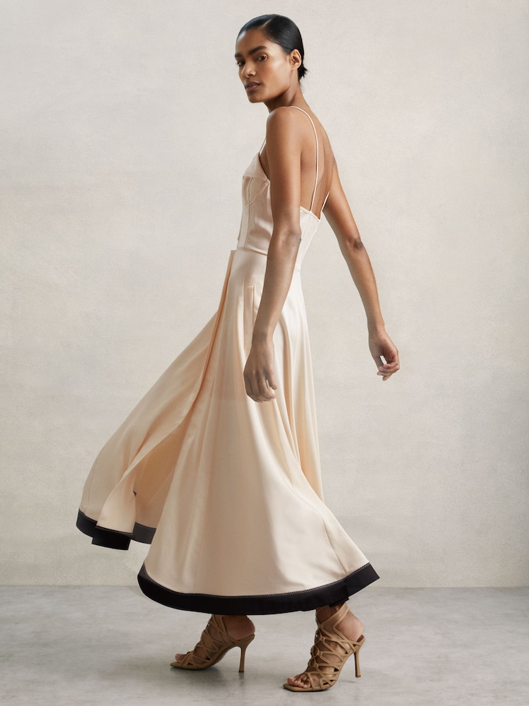Reiss Neutral Virginia Atelier Corset Midi Dress - Image 1 of 8
