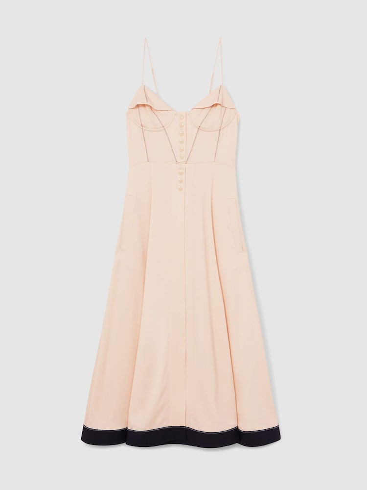 Reiss Neutral Virginia Atelier Corset Midi Dress - Image 2 of 8