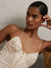 Reiss Neutral Virginia Atelier Corset Midi Dress - Image 7 of 8