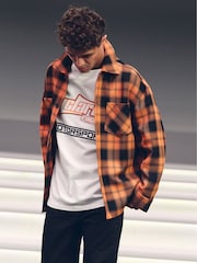 Reiss Papaya Orange/Black McLaren F1 Team Check Logo Overshirt - Image 1 of 9