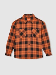 Reiss Papaya Orange/Black McLaren F1 Team Check Logo Overshirt - Image 2 of 9