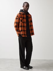 Reiss Papaya Orange/Black McLaren F1 Team Check Logo Overshirt - Image 4 of 9