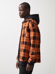 Reiss Papaya Orange/Black McLaren F1 Team Check Logo Overshirt - Image 5 of 9