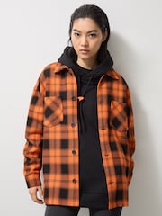 Reiss Papaya Orange/Black McLaren F1 Team Check Logo Overshirt - Image 6 of 9