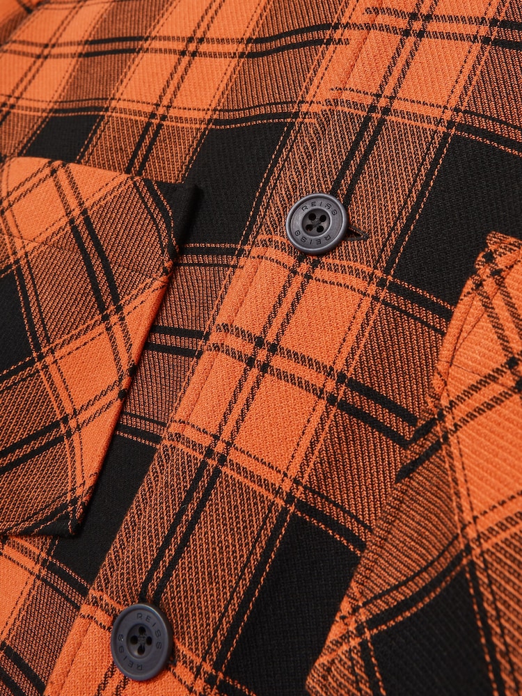 Reiss Papaya Orange/Black McLaren F1 Team Check Logo Overshirt - Image 9 of 9
