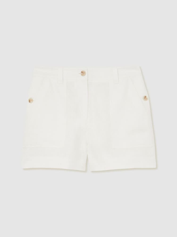 Reiss White Ashby Linen Shorts - Image 2 of 6