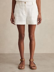 Reiss White Ashby Linen Shorts - Image 4 of 6