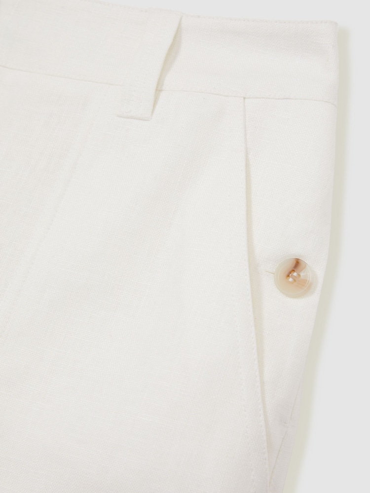Reiss White Ashby Linen Shorts - Image 6 of 6