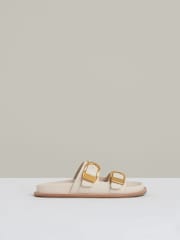 Off White - Reiss Ella Leather Buckled Slip-On Sandals - Image 1 of 5