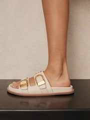 Off White - Reiss Ella Leather Buckled Slip-On Sandals - Image 2 of 5