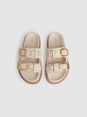Off White - Reiss Ella Leather Buckled Slip-On Sandals - Image 3 of 5