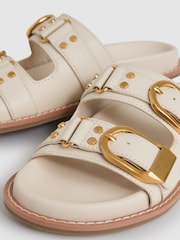 Off White - Reiss Ella Leather Buckled Slip-On Sandals - Image 5 of 5
