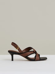 Reiss Tan Candice Leather Link-Strap Low-Heel Sandals - Image 1 of 6