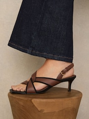 Reiss Tan Candice Leather Link-Strap Low-Heel Sandals - Image 2 of 6