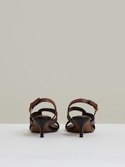 Reiss Tan Candice Leather Link-Strap Low-Heel Sandals - Image 3 of 6