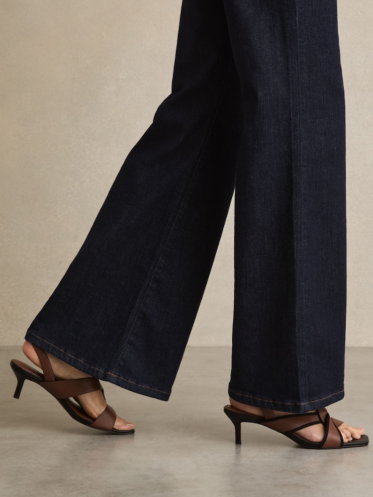 Reiss Tan Candice Leather Link-Strap Low-Heel Sandals - Image 6 of 6