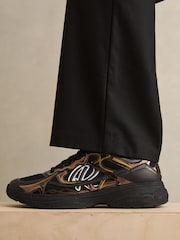 Reiss Electric Brown Volt Overlay Logo Running Trainers - Image 2 of 5