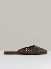 Шоколадный - Reiss Marta Woven Slip-On Mules - Image 1 of 5
