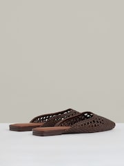 Шоколадный - Reiss Marta Woven Slip-On Mules - Image 4 of 5