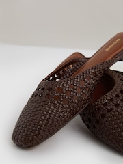 Шоколадный - Reiss Marta Woven Slip-On Mules - Image 5 of 5