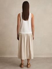 Reiss Ivory/Neutral Wren Layered Sleeveless Midi Dress - Image 4 of 5