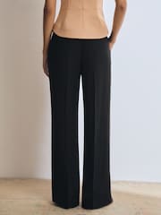 Reiss Black Daria Atelier Crepe Wide Leg Stitch Trousers - Image 6 of 7