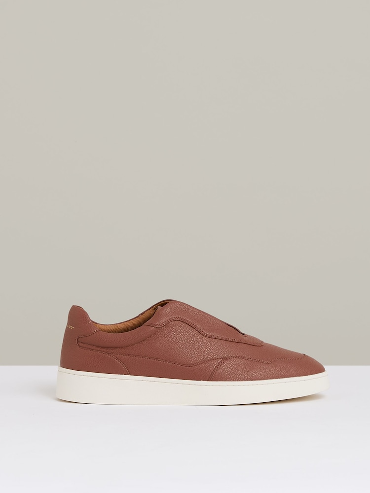 Reiss Terracotta Brown Lane Leather Elasticated-Lace Trainers - Image 1 of 5