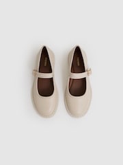 Off White - Reiss Nicole Leather Mary-Jane Shoes - Image 4 of 5