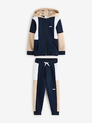 BOSS Blue Logo Colourblock Zip-Up Hoodie And Joggers Set - Image 1 of 14