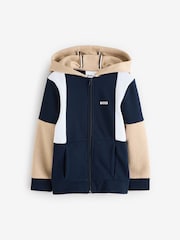BOSS Blue Logo Colourblock Zip-Up Hoodie And Joggers Set - Image 4 of 14