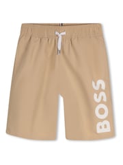 BOSS Natural Vertical Logo Swim Shorts - Image 1 of 2