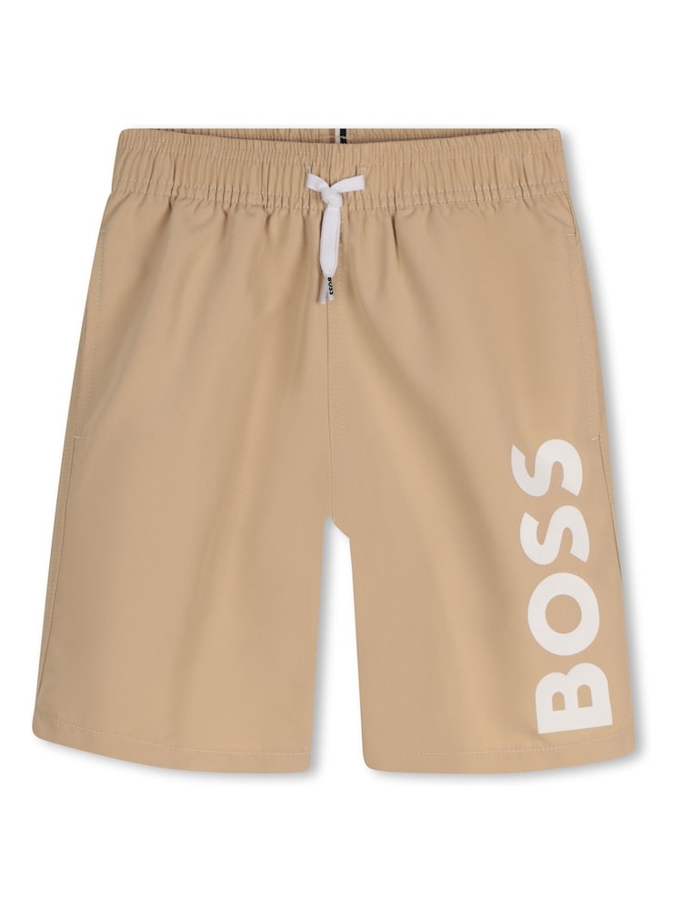 BOSS Natural Vertical Logo Swim Shorts - Image 1 of 2