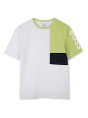 BOSS White Colourblock Sleeve Logo Short Sleeve T-Shirt - Image 1 of 2
