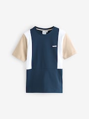 BOSS Blue Colourblock Chest Logo Short Sleeve T-Shirt - Image 1 of 5
