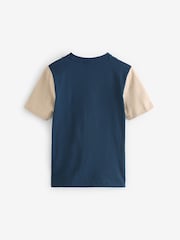 BOSS Blue Colourblock Chest Logo Short Sleeve T-Shirt - Image 2 of 5