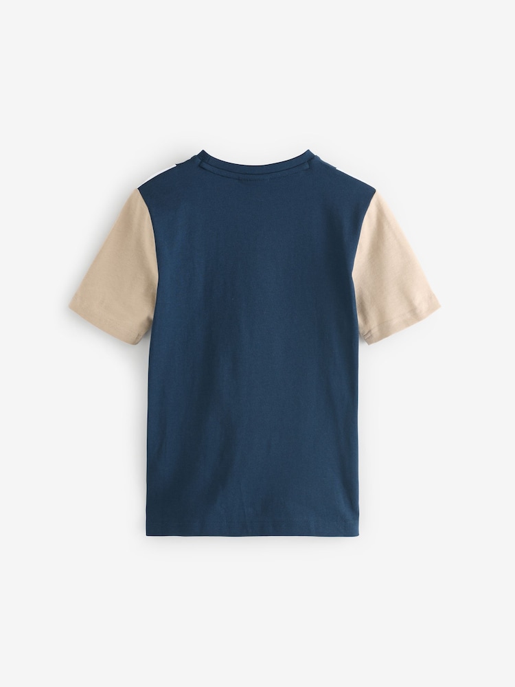 BOSS Blue Colourblock Chest Logo Short Sleeve T-Shirt - Image 2 of 5