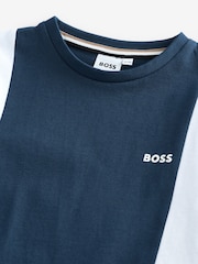BOSS Blue Colourblock Chest Logo Short Sleeve T-Shirt - Image 3 of 5